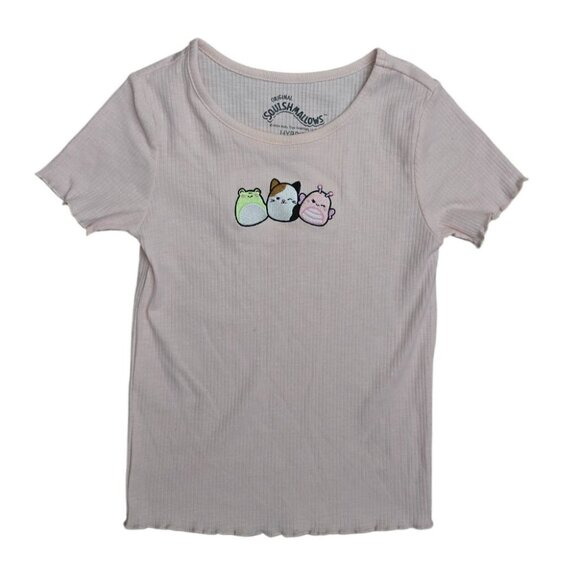Original Squishmallows Hybrid Womens Tee Pink M Ribbed Short Sleeve - Picture 1 of 2